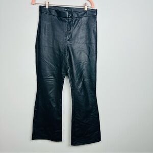 Zara Women's Black Faux Leather Wide legged Pants Size Large